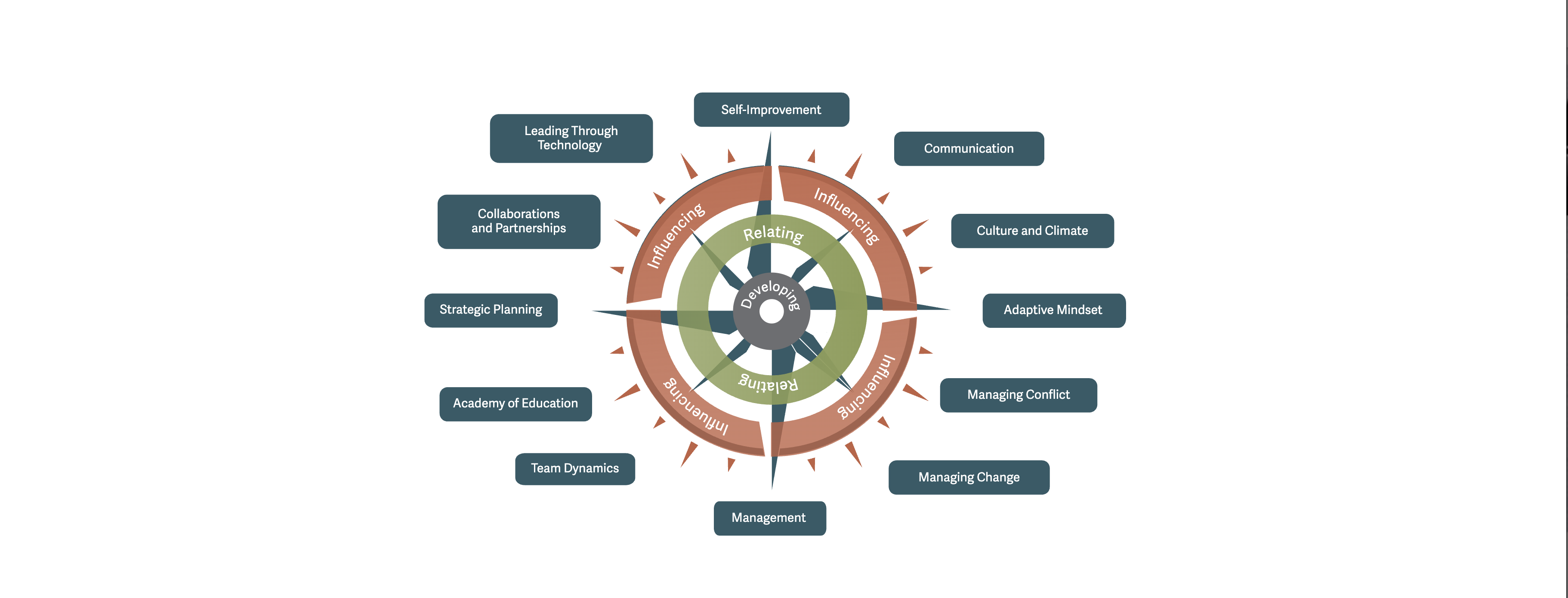 ACAPT Leadership Compass — developing, relating, and influencing across twelve academic competencies