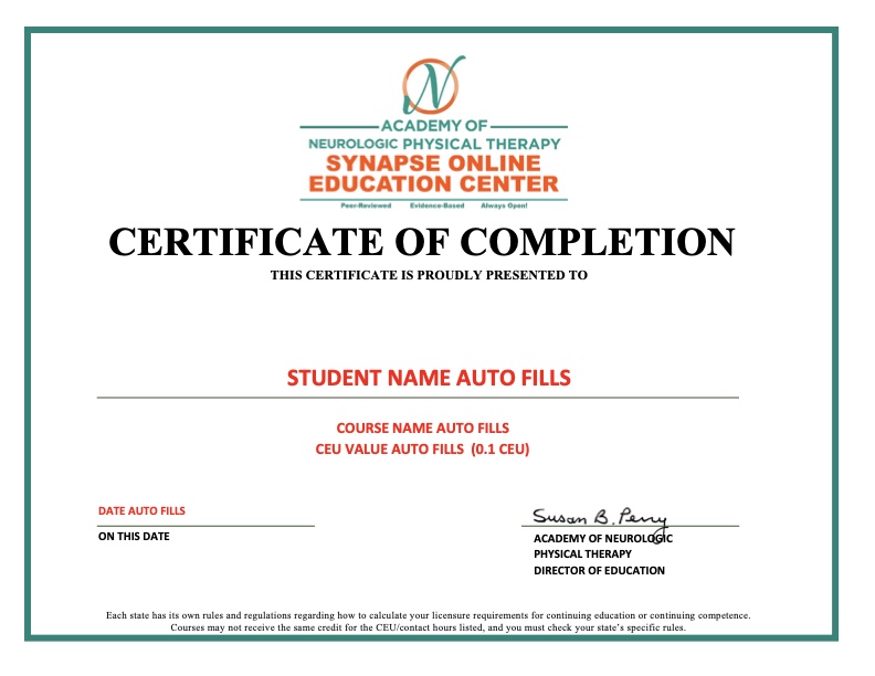 Sample ANPT CEU certificate template
