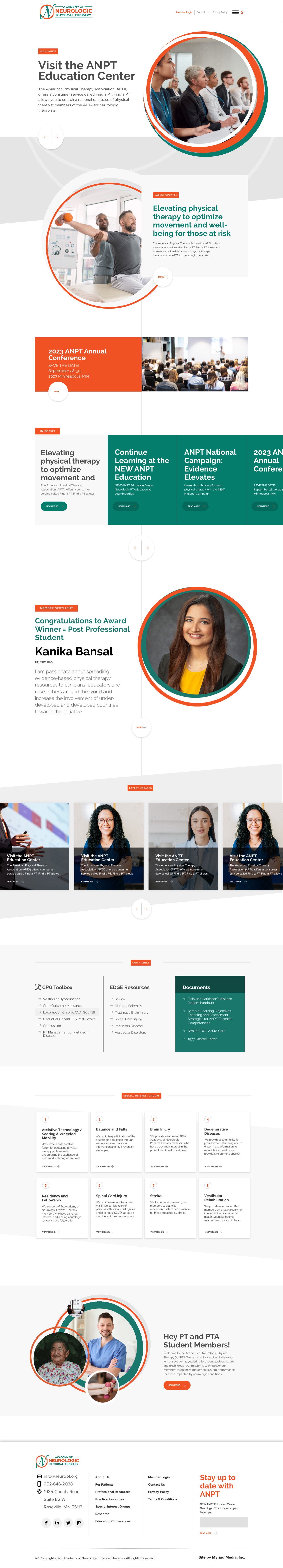 ANPT homepage — hero, latest updates, and academy resources in the redesigned Sitefinity templates