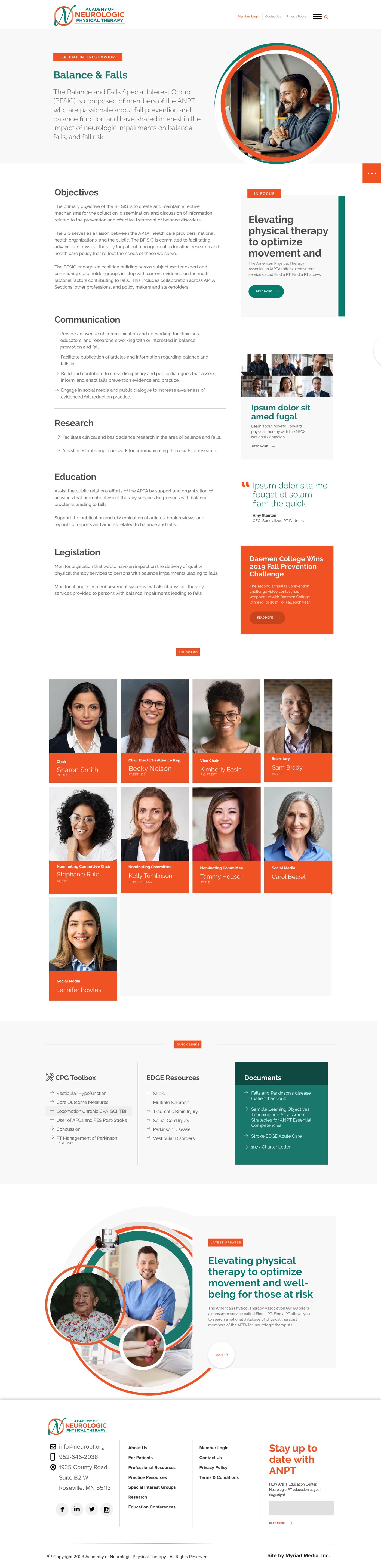 SIG Board directory — chairs, officers, and nominating committee in the new subpage templates